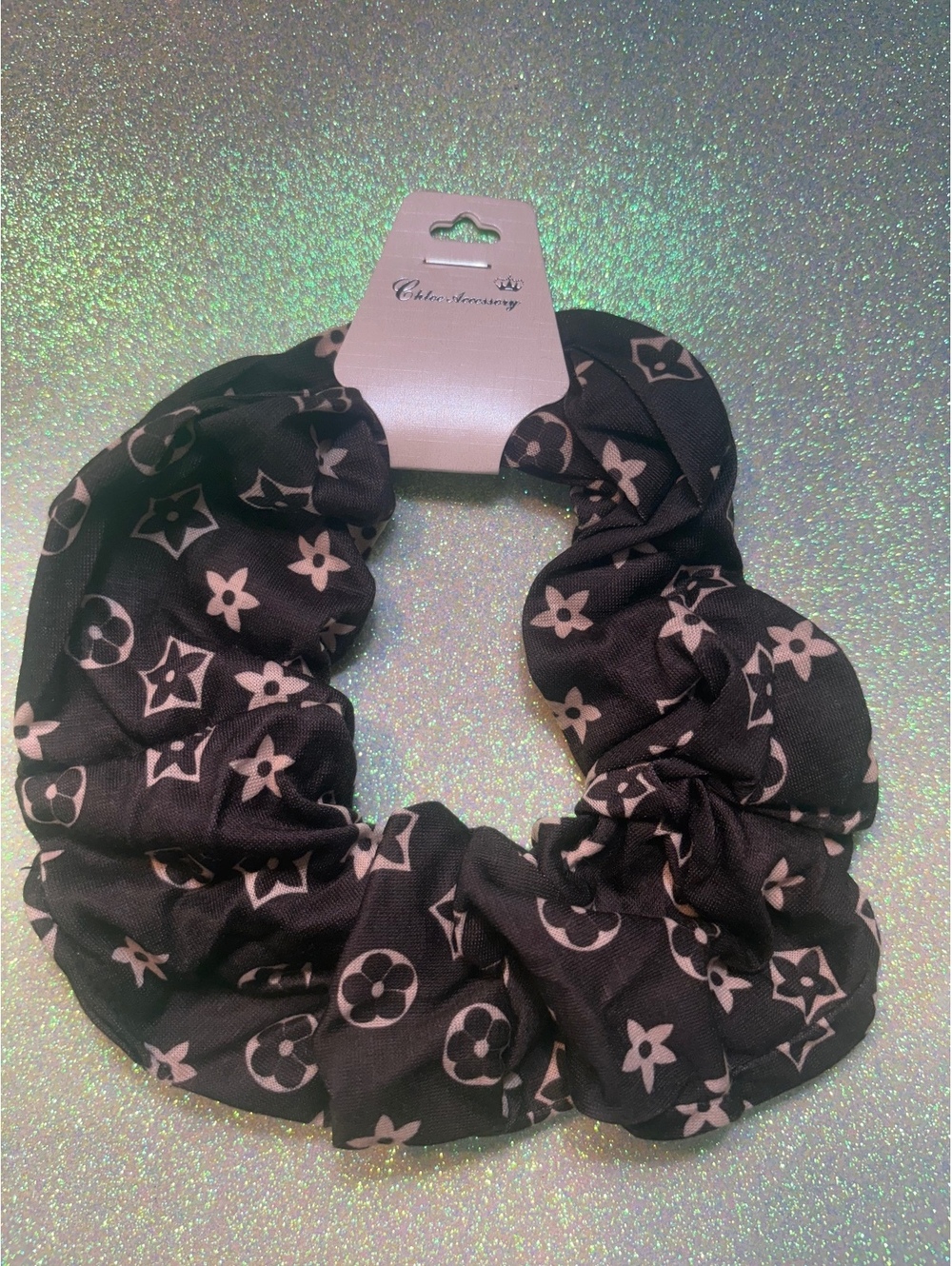 Hair Scrunchie-Brown and Cream